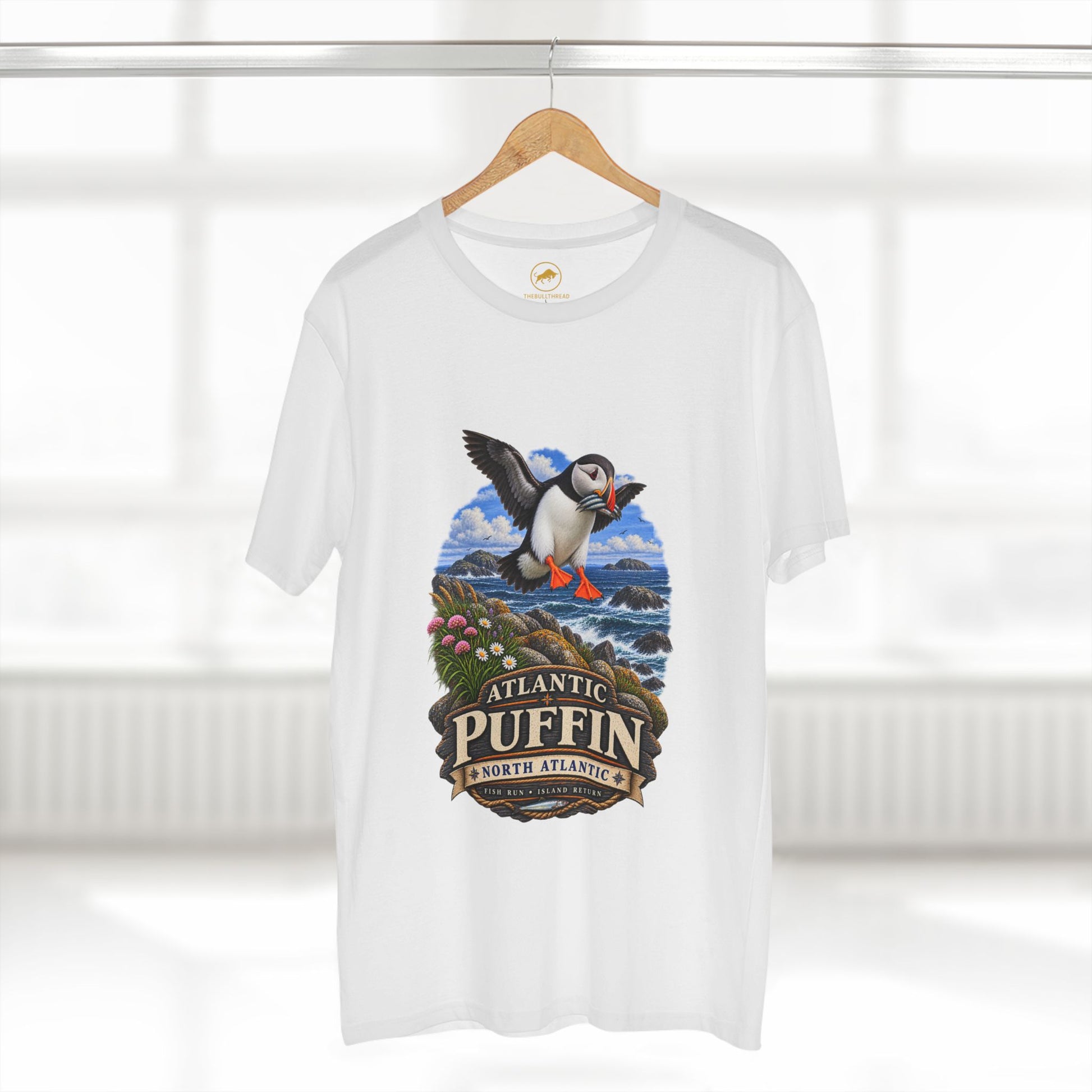 Atlantic Puffin T Shirt, Maine Coast Birding Tee, North Atlantic Seabird.