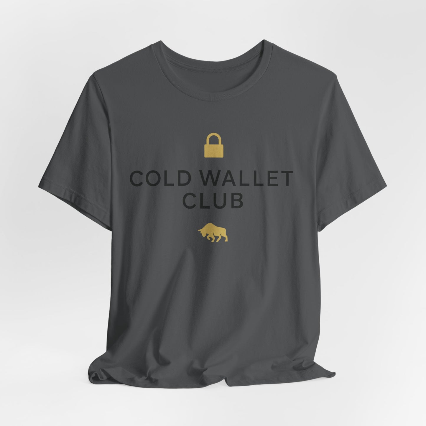 Premium Crypto Investor Shirt - Cold Wallet Club Gold Lock & Bull Design by TheBullThread