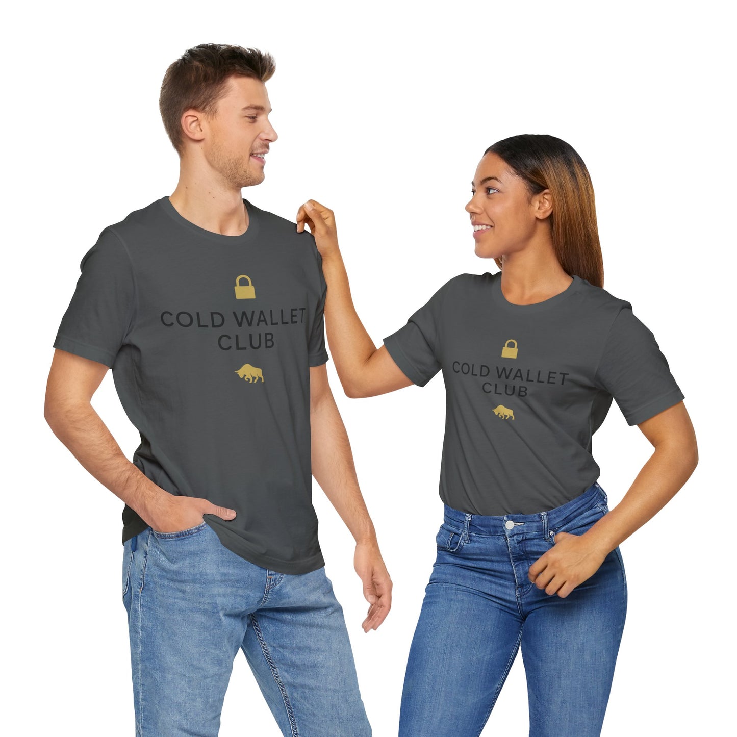 Premium Crypto Investor Shirt - Cold Wallet Club Gold Lock & Bull Design by TheBullThread