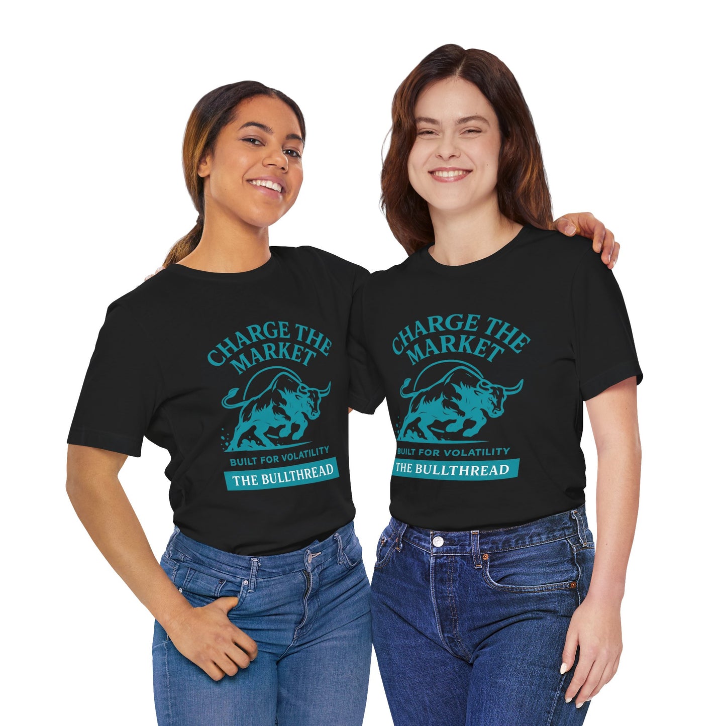 Premium Crypto Investor Shirt - Charge the Market Turquoise Bull Graphic by TheBullThread