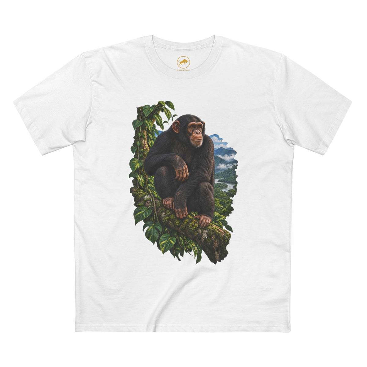 Chimpanzee Rainforest Shirt - Realistic Chimp Wildlife Graphic Tee, Primate Lover Gift, Jungle Nature Animal T-Shirt.