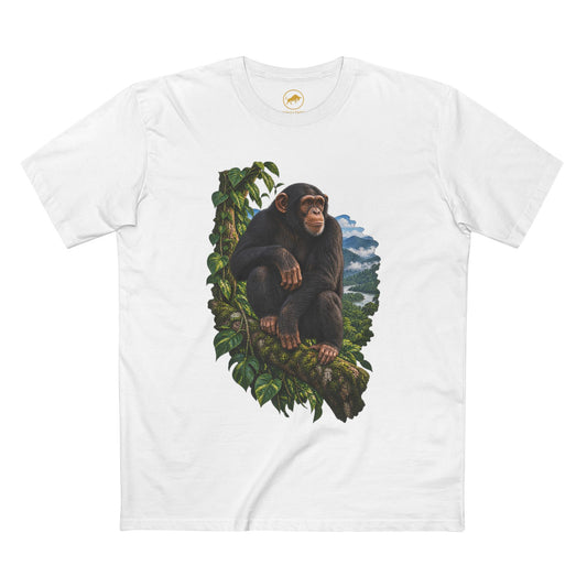 Chimpanzee Rainforest Shirt - Realistic Chimp Wildlife Graphic Tee, Primate Lover Gift, Jungle Nature Animal T-Shirt.