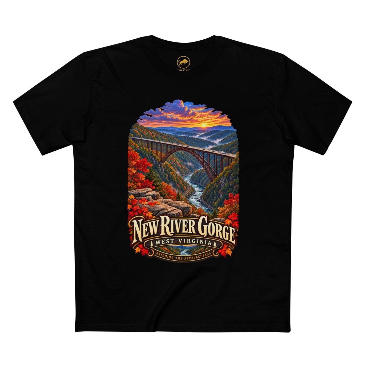 New River Gorge Scenic Bridge Tee | West Virginia Fall Landscape.