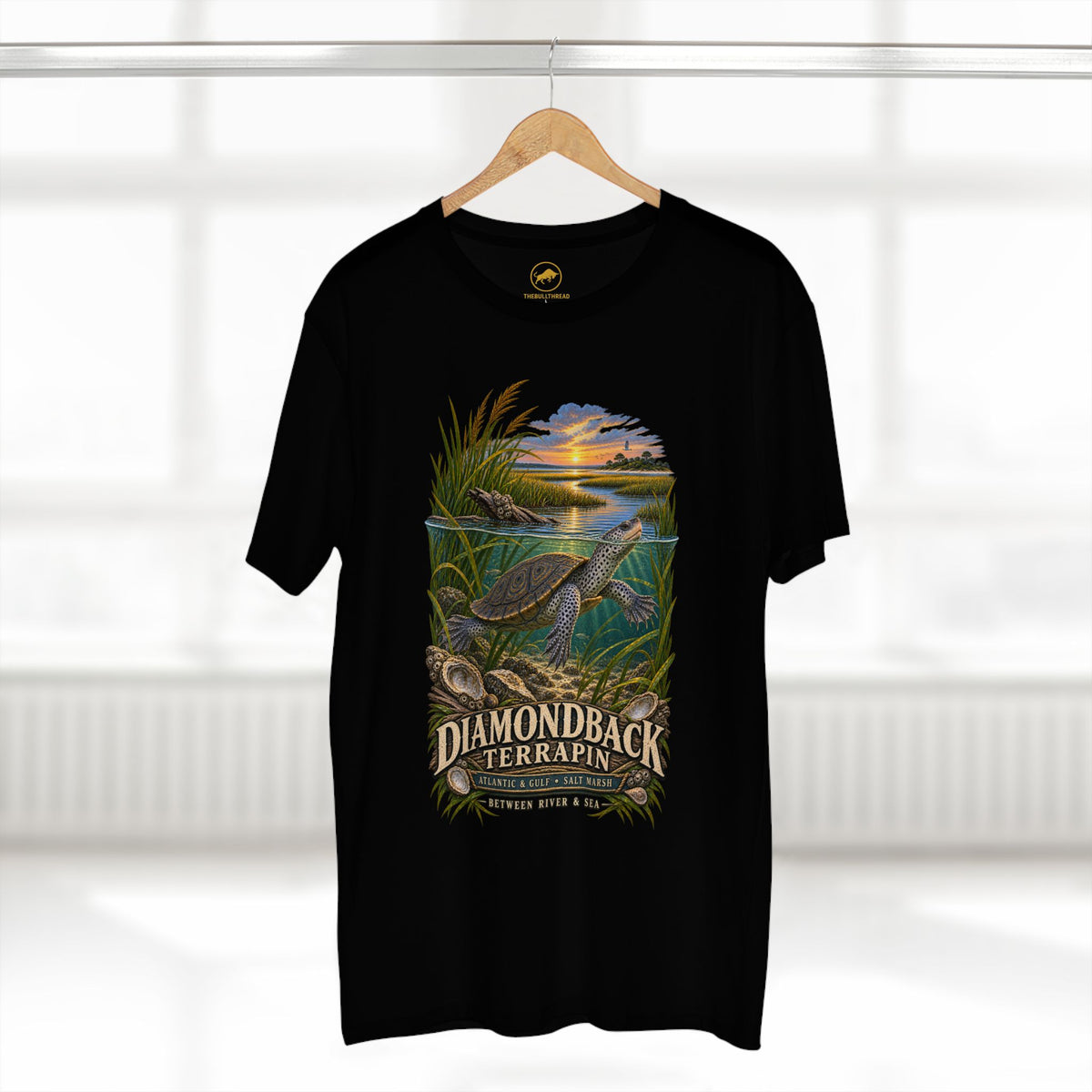Diamondback Terrapin Shirt, Salt Marsh Wildlife Graphic Tee, Coastal Turtle Nature Gift