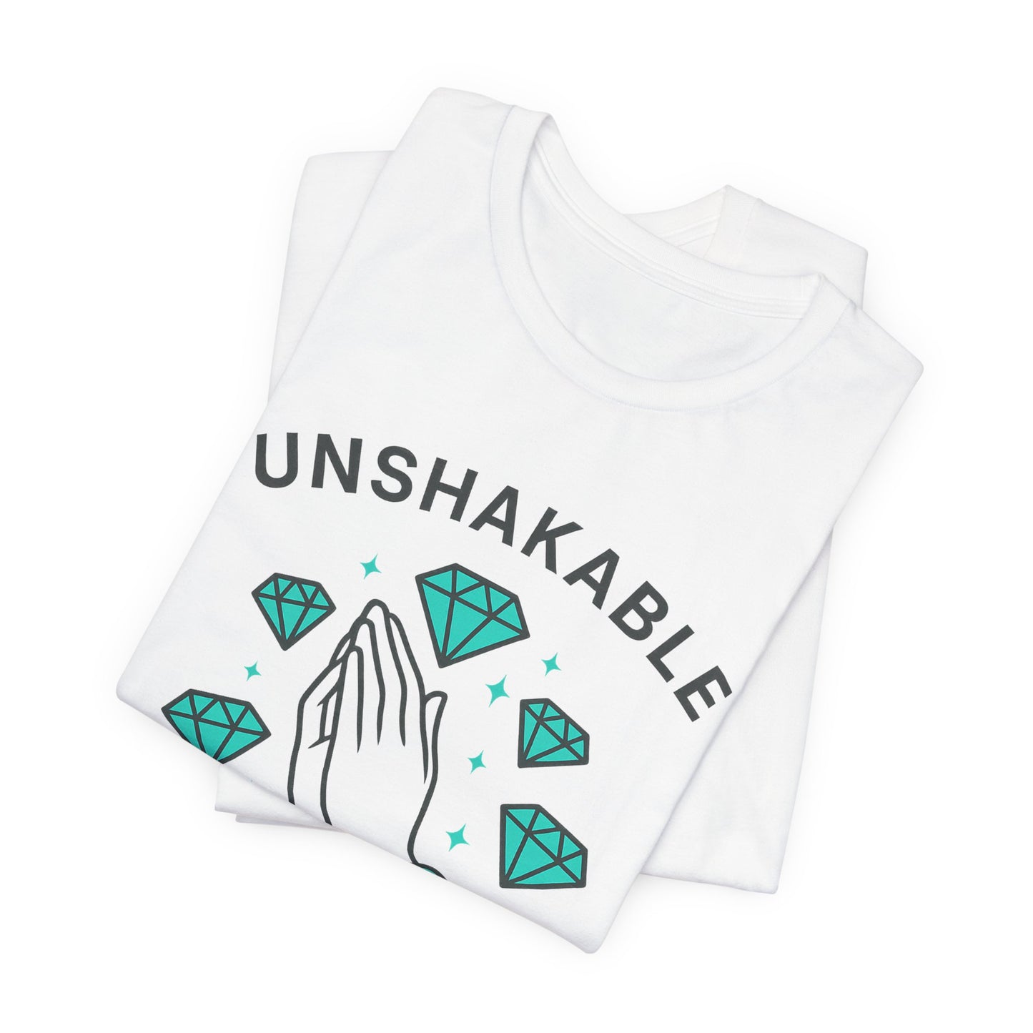 Premium Crypto Graphic Tee – Diamond Hands Praying Turquoise Design for HODLers by TheBullThread