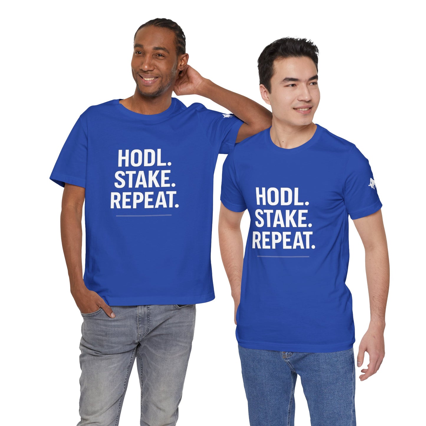 Premium Crypto Tee – HODL Stake Repeat Minimalist Streetwear by TheBullThread