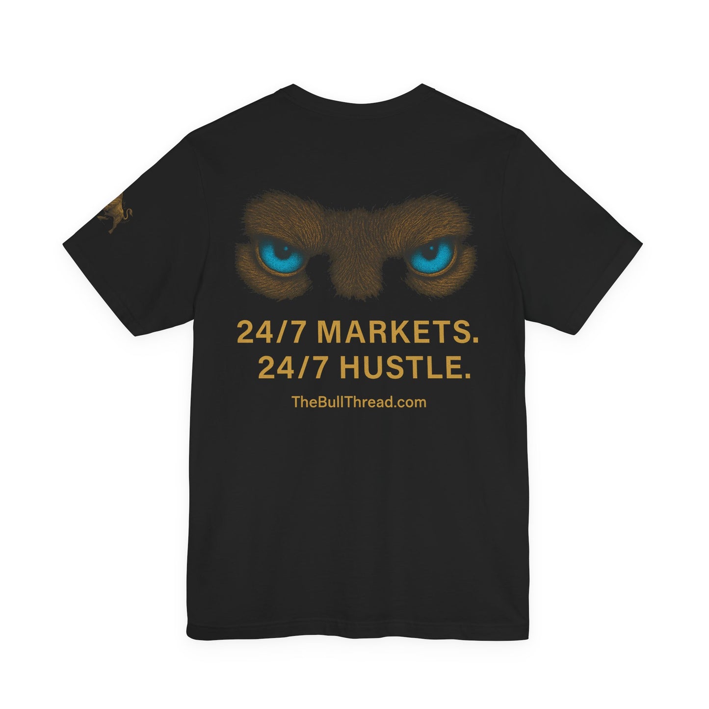 Luxury Crypto Trader T-Shirt - Bulls Don’t Sleep Gold Charging Bull Design by TheBullThread
