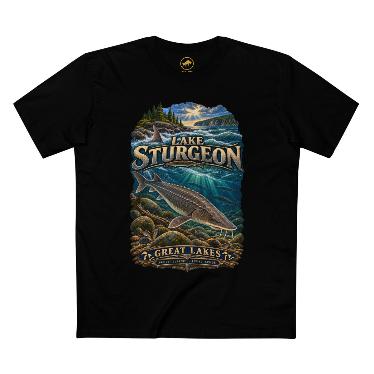 Lake Sturgeon Fishing Shirt: Great Lakes Freshwater Fish Naturalist Tee.