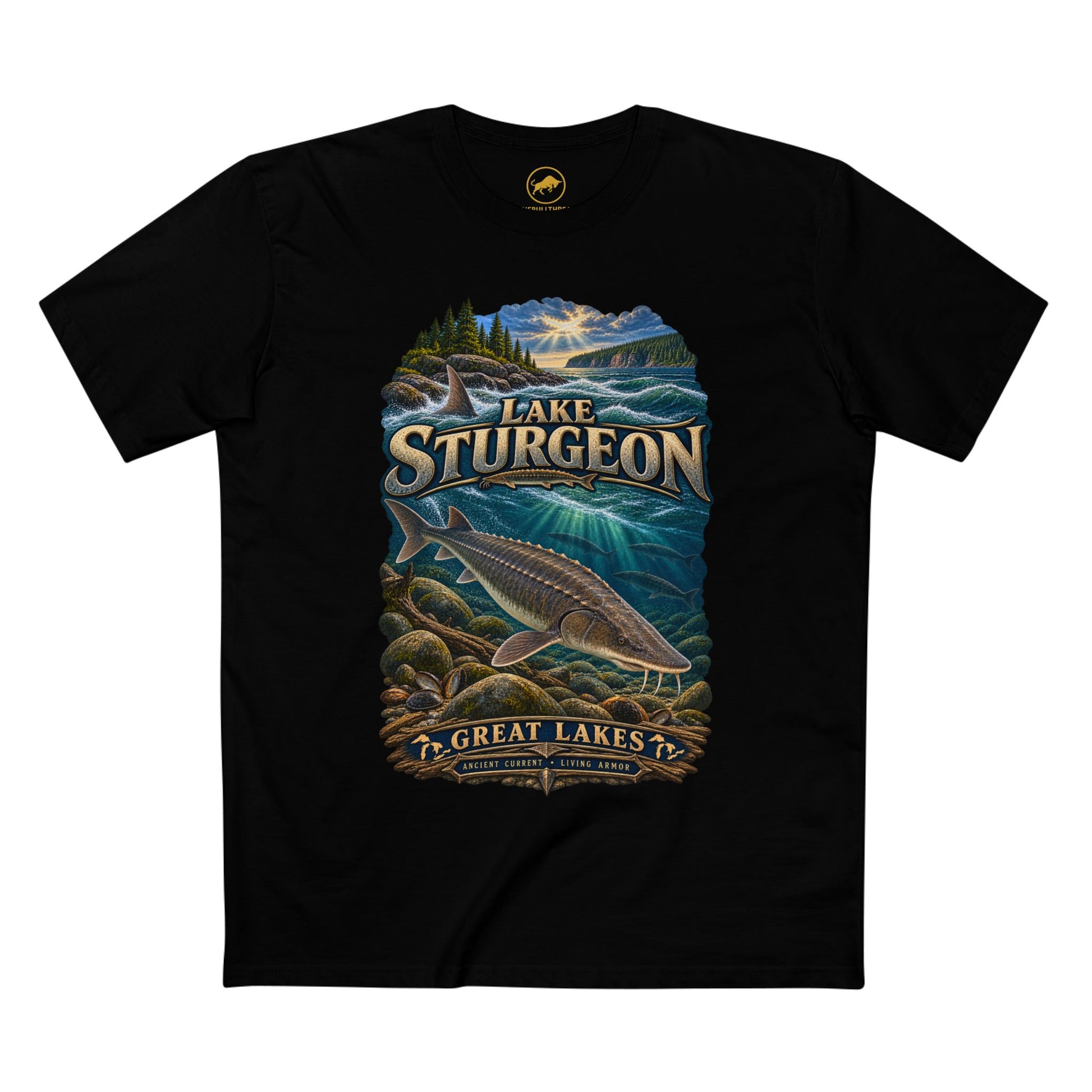 Lake Sturgeon Fishing Shirt: Great Lakes Freshwater Fish Naturalist Tee.