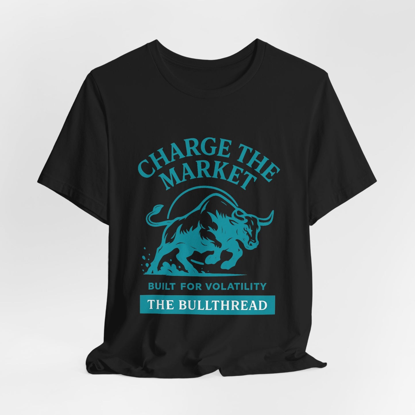 Premium Crypto Investor Shirt - Charge the Market Turquoise Bull Graphic by TheBullThread
