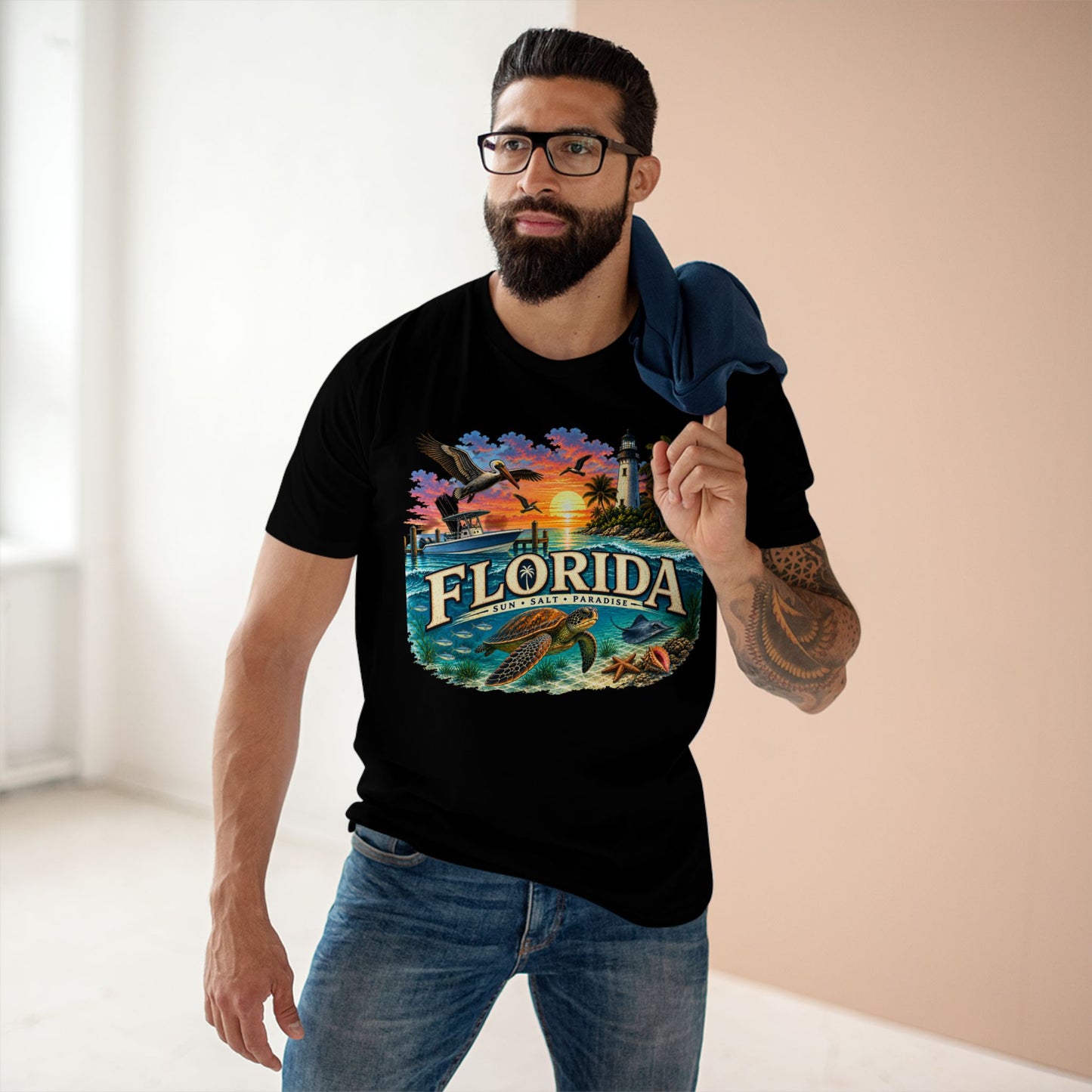 Florida Sun Salt Paradise Shirt | Sea Turtle Coastal Graphic Tee | Florida Beach Ocean Wildlife Vacation T-Shirt.