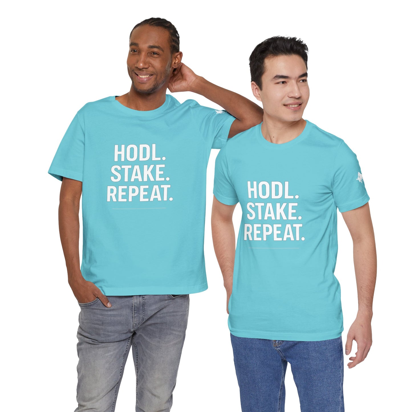 Premium Crypto Tee – HODL Stake Repeat Minimalist Streetwear by TheBullThread