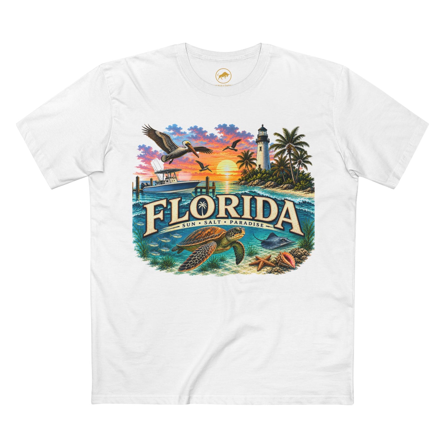 Florida Sun Salt Paradise Shirt | Sea Turtle Coastal Graphic Tee | Florida Beach Ocean Wildlife Vacation T-Shirt.