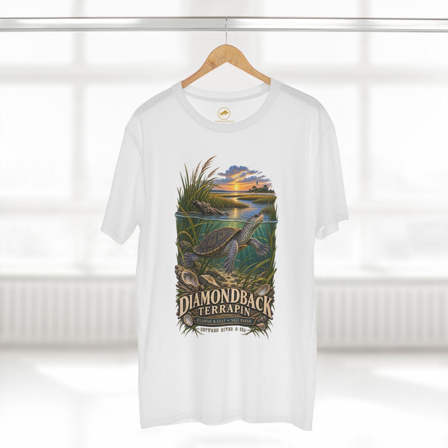 Diamondback Terrapin Shirt, Salt Marsh Wildlife Graphic Tee, Coastal Turtle Nature Gift