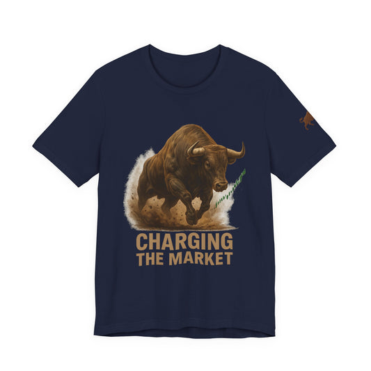 Premium Crypto Trading Tee - Charging the Market Brown Fur Bull Graphic by TheBullThread