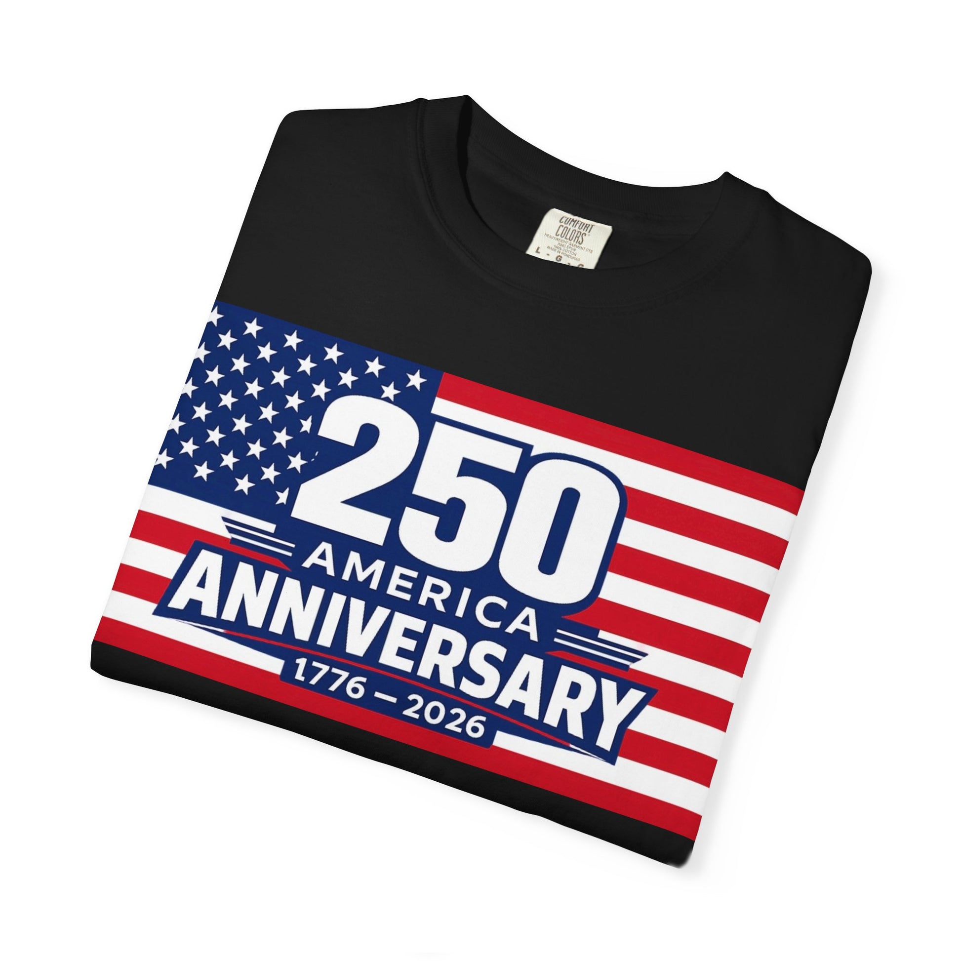 Black USA 250 Anniversary Premium Shirt, America 250 T Shirt, Black Shirt, 1776 2026 Anniversary, American Flag, Comfort Colors 1717.