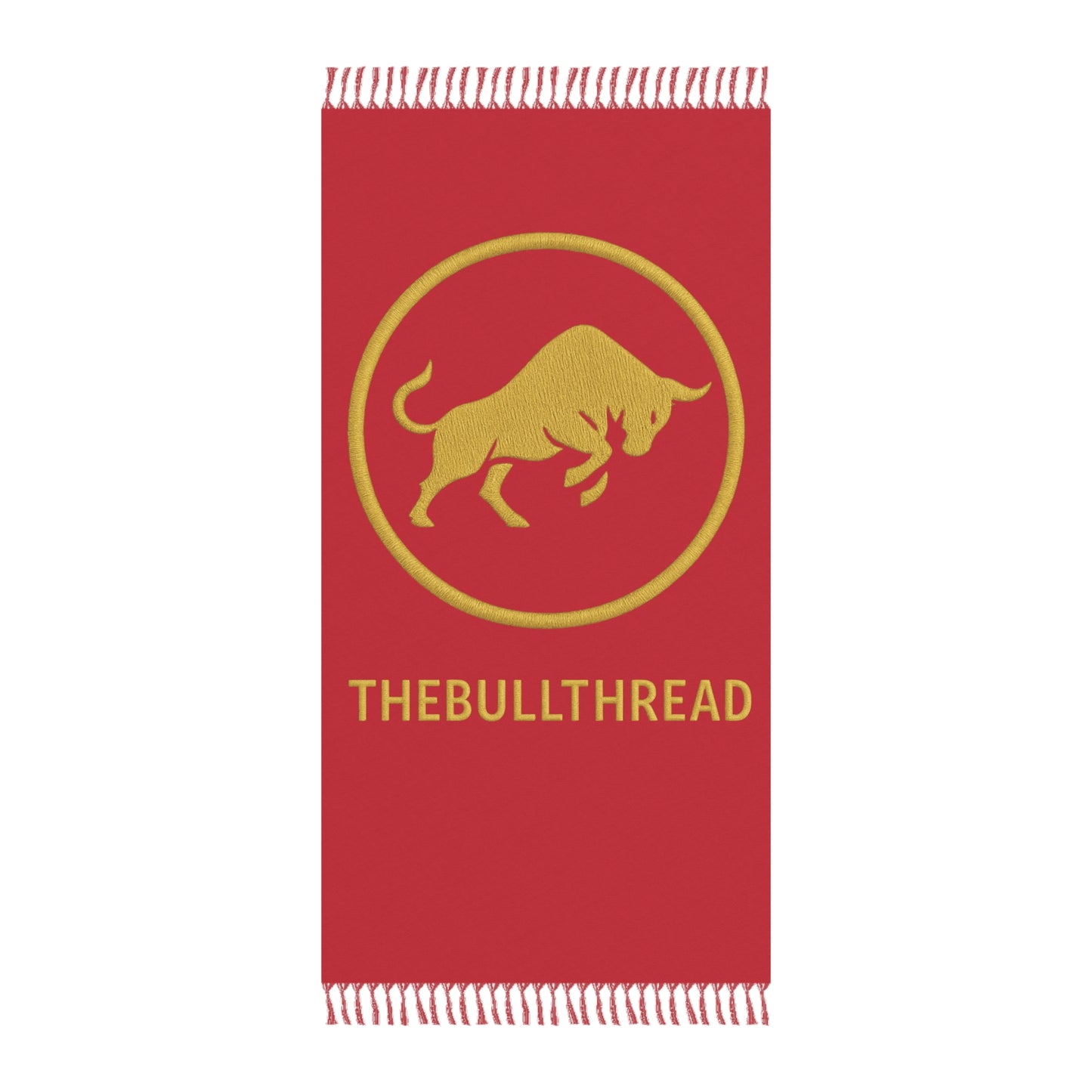 Premium Boho Beach Blanket - Dark Red with Golden Ring & Bull by TheBullThread