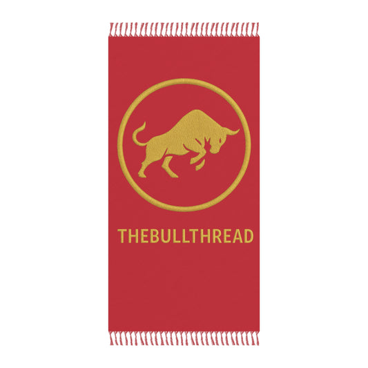Premium Boho Beach Blanket - Dark Red with Golden Ring & Bull by TheBullThread