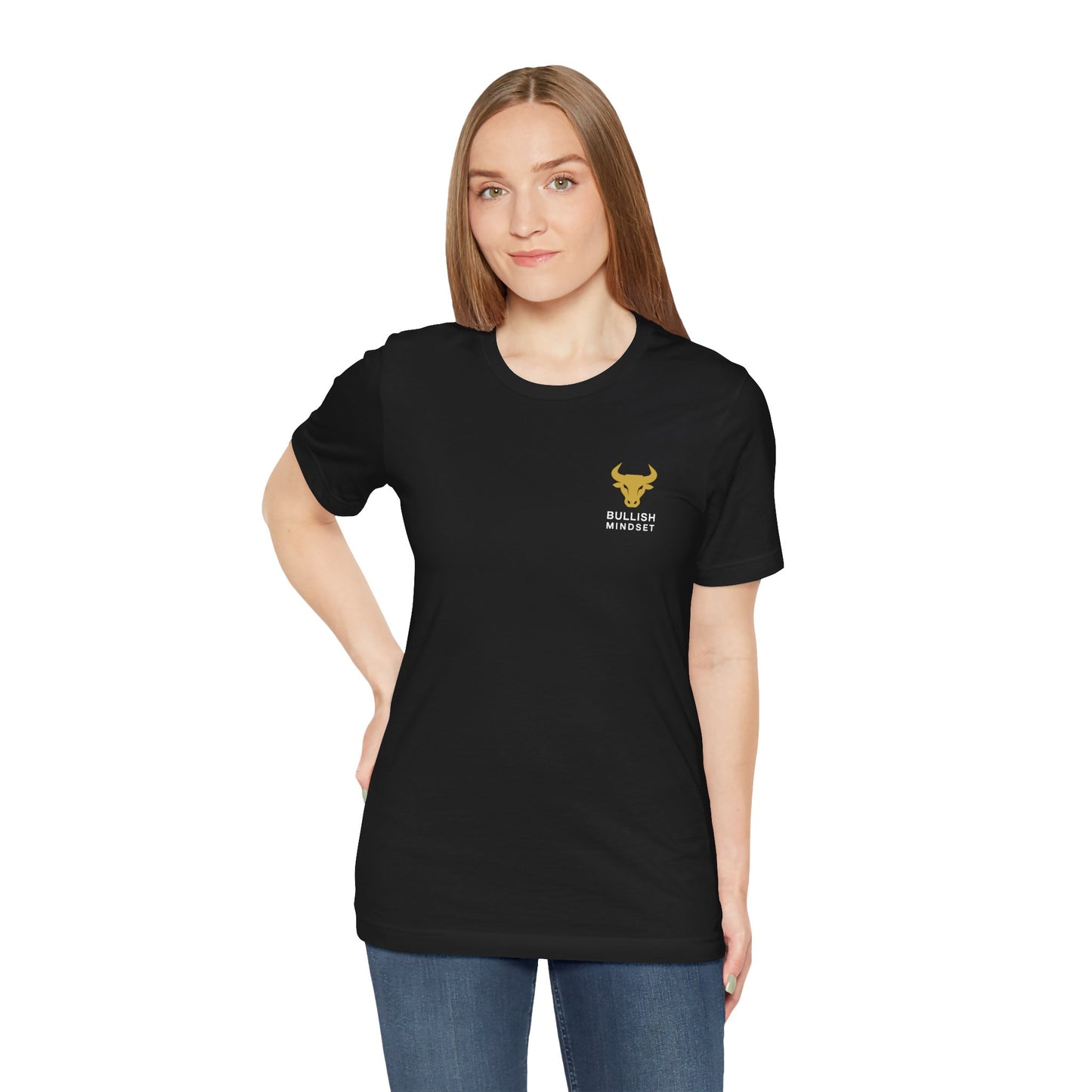 Premium Black Crypto T-Shirt - Bullish Mindset Gold Bull Logo We Hold We Build We Win by TheBullThread