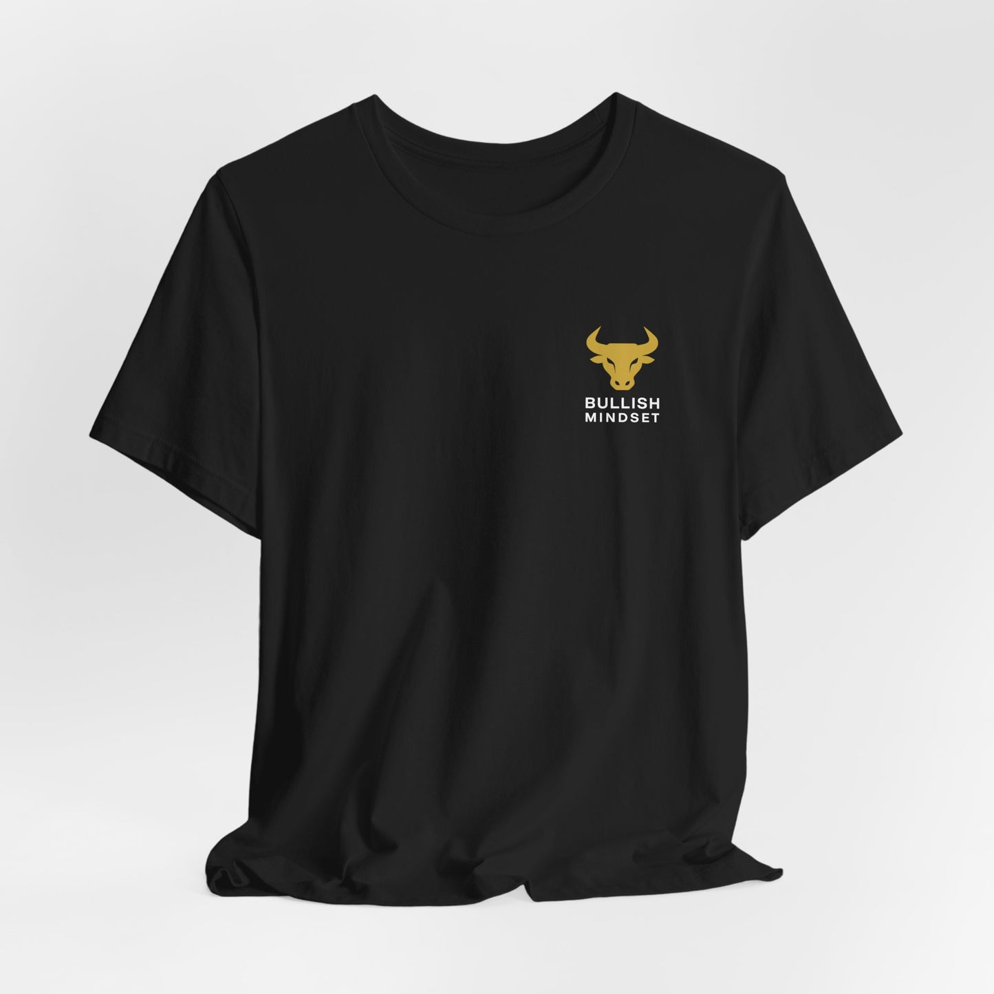 Premium Black Crypto T-Shirt - Bullish Mindset Gold Bull Logo We Hold We Build We Win by TheBullThread