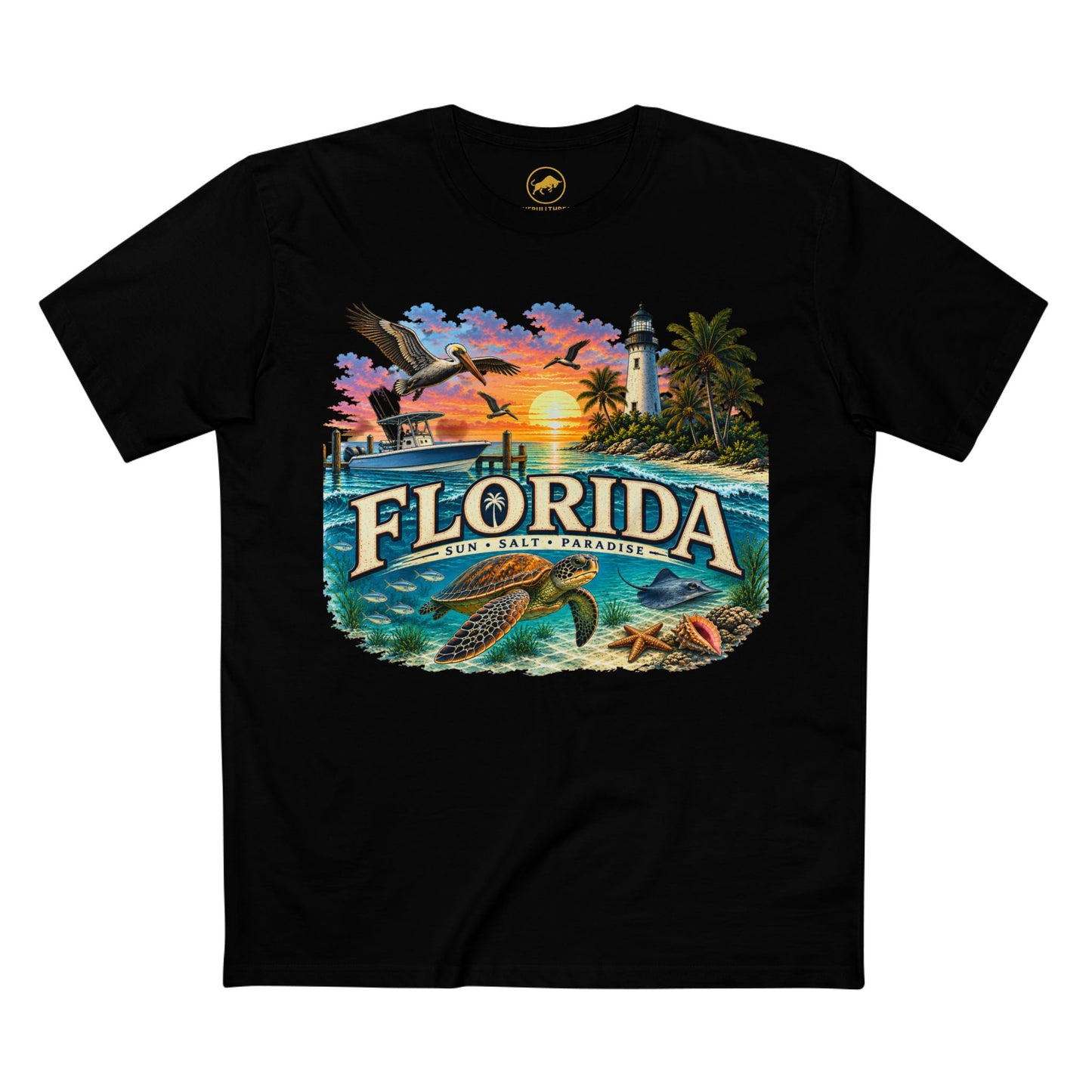Florida Sun Salt Paradise Shirt | Sea Turtle Coastal Graphic Tee | Florida Beach Ocean Wildlife Vacation T-Shirt.