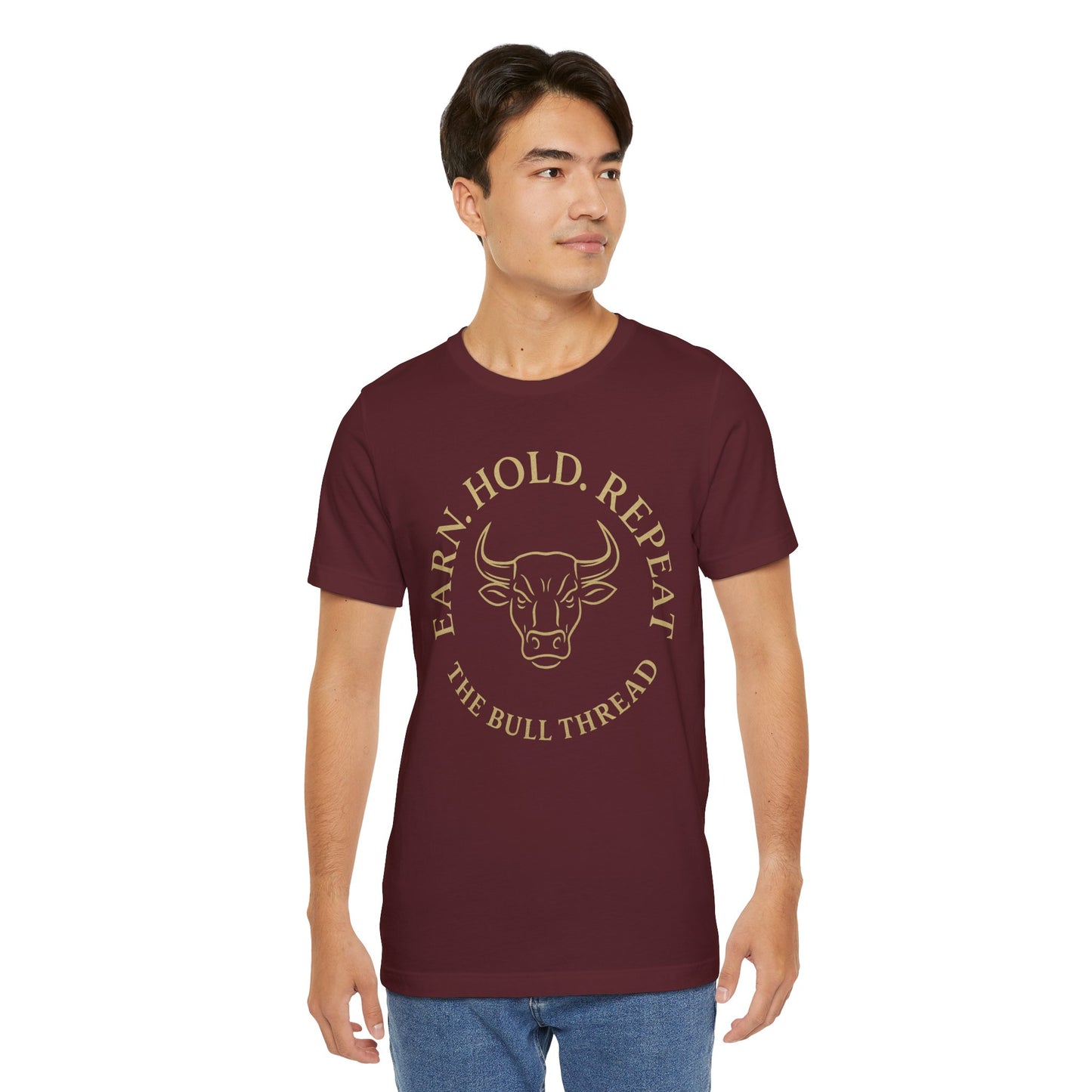 Premium Crypto Investor Tee - Earn Hold Repeat Emblem by TheBullThread