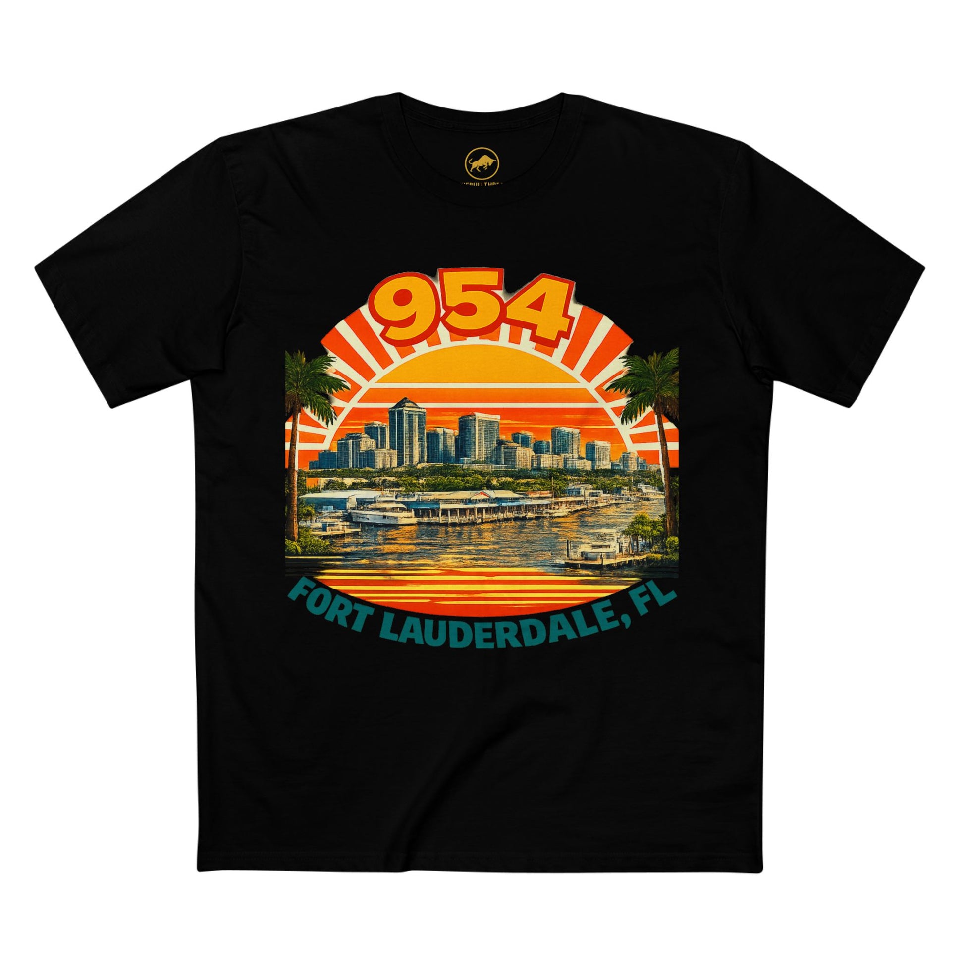 Fort Lauderdale 954 Shirt, Premium AS Colour, Vintage Florida Skyline Shirt, Retro Broward County Graphic Tee, Luxury Travel Style T-Shirt.
