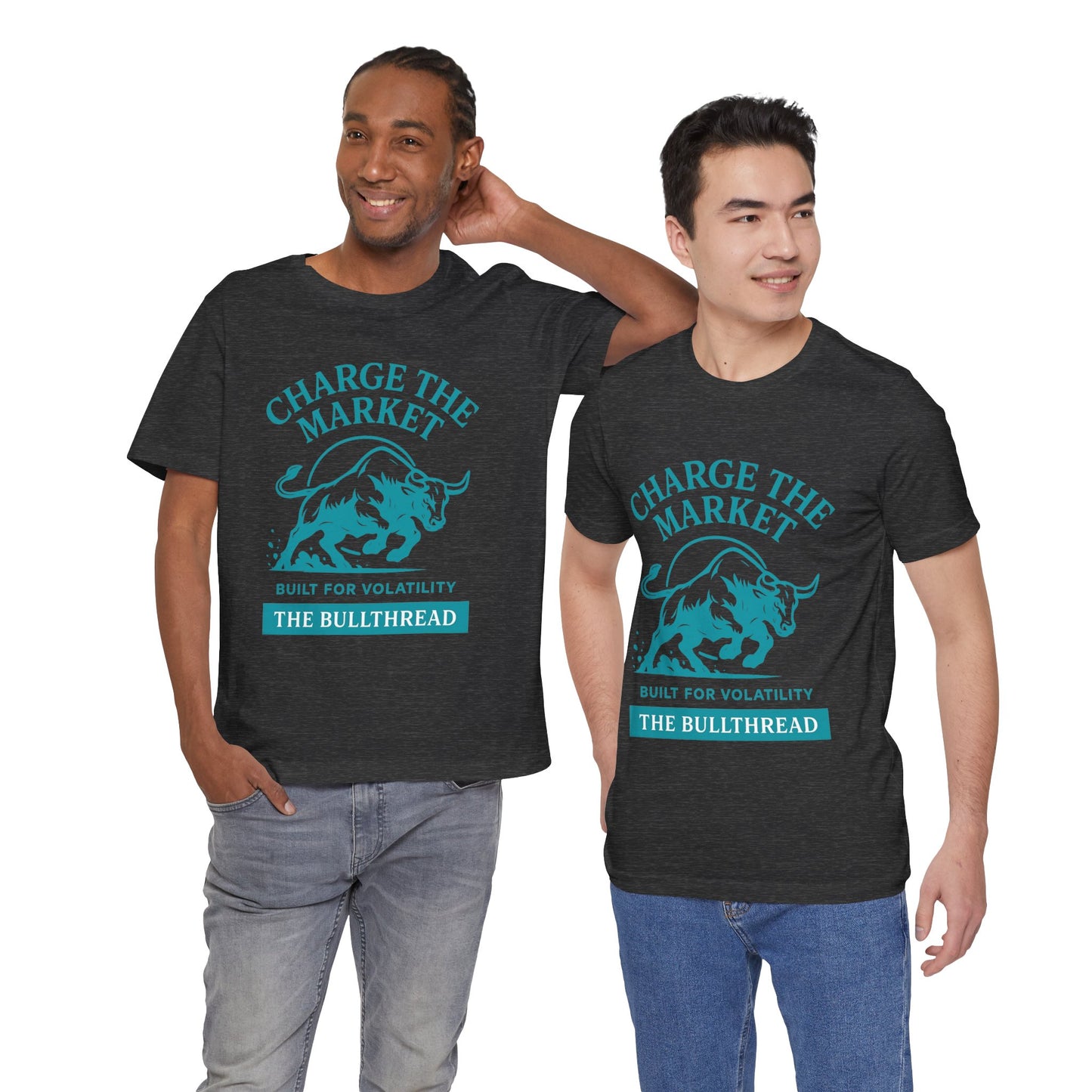 Premium Crypto Investor Shirt - Charge the Market Turquoise Bull Graphic by TheBullThread