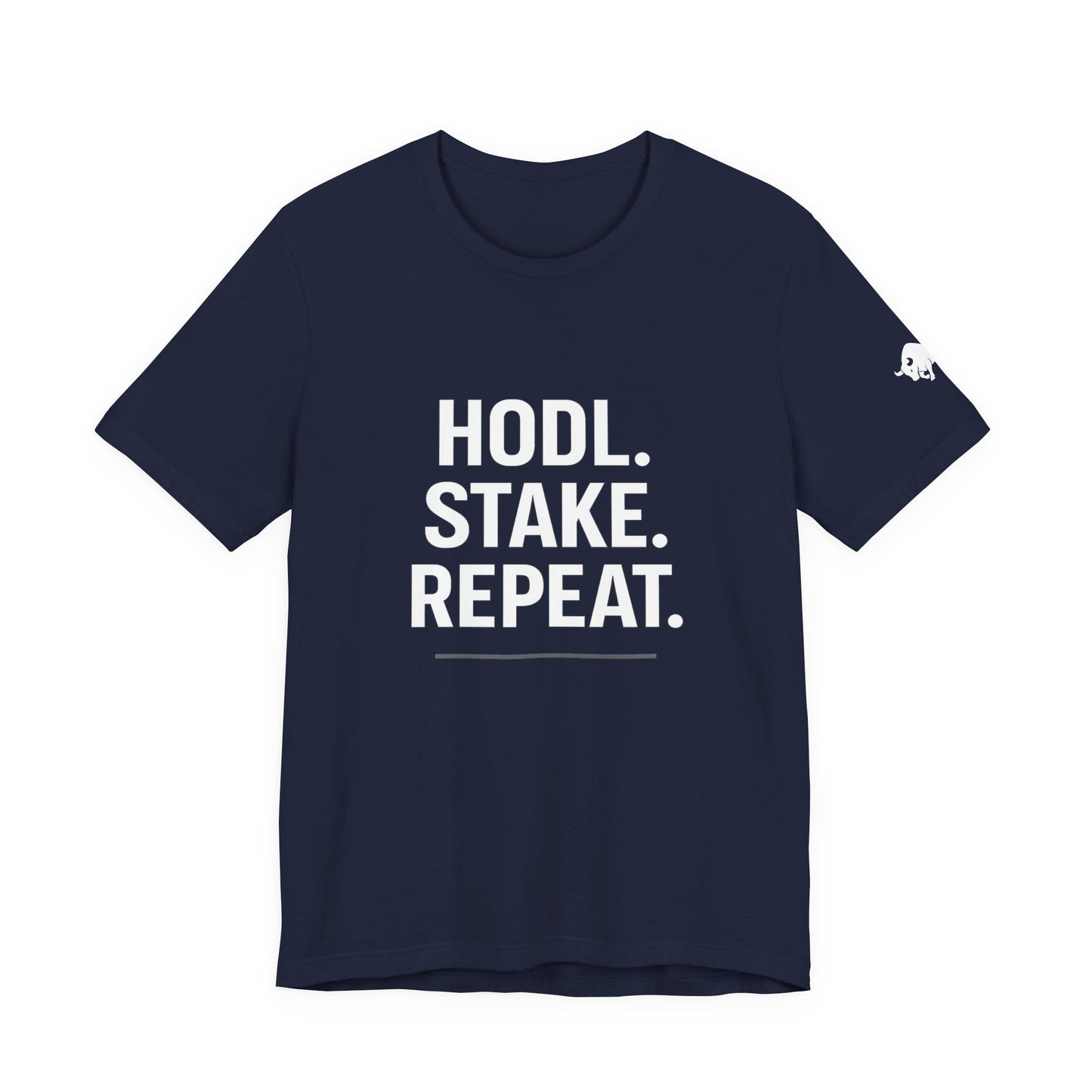 Premium Crypto Tee – HODL Stake Repeat Minimalist Streetwear by TheBullThread