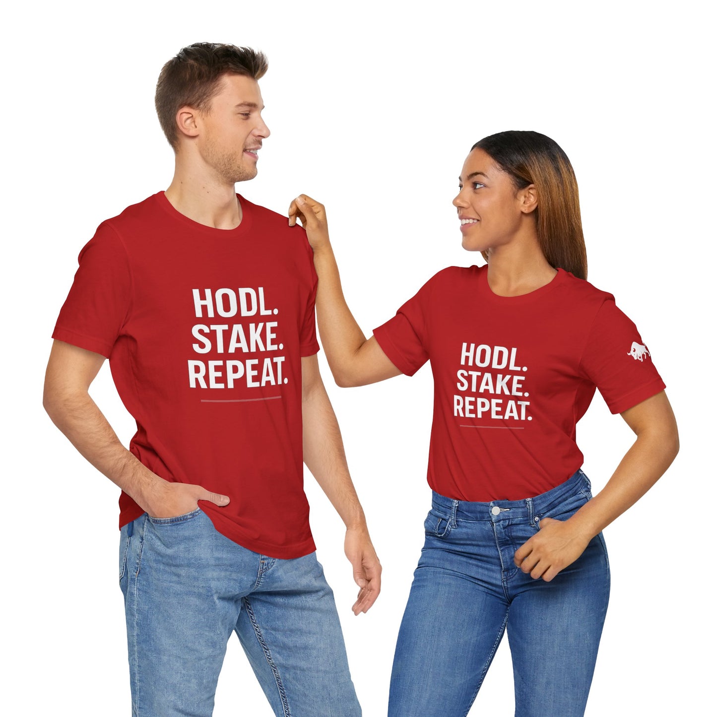 Premium Crypto Tee – HODL Stake Repeat Minimalist Streetwear by TheBullThread