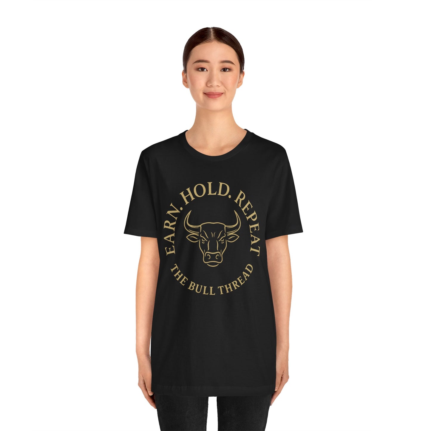 Premium Crypto Investor Tee - Earn Hold Repeat Emblem by TheBullThread