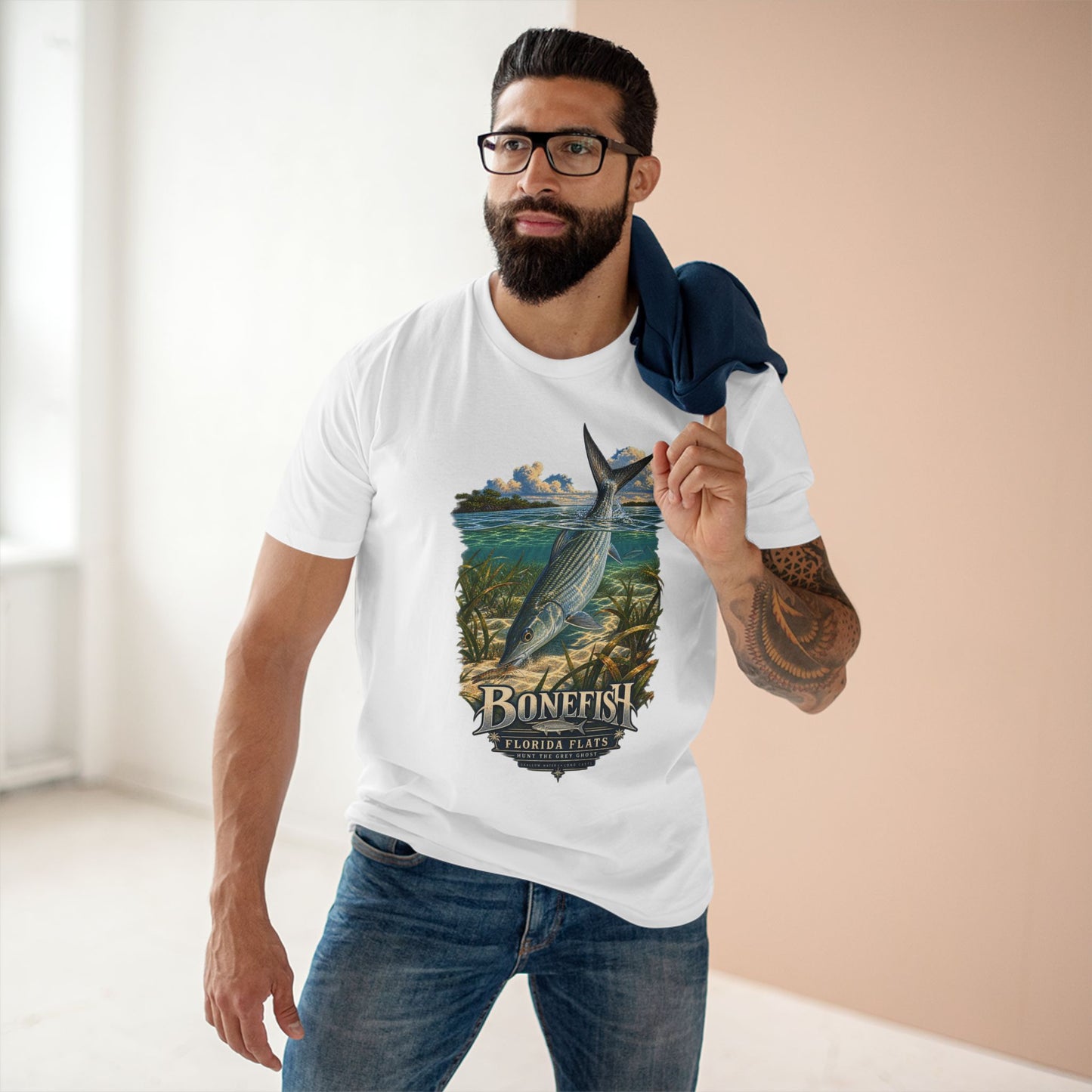 Bonefish Fly Fishing Shirt - Florida Flats Grey Ghost Saltwater Angler Tee