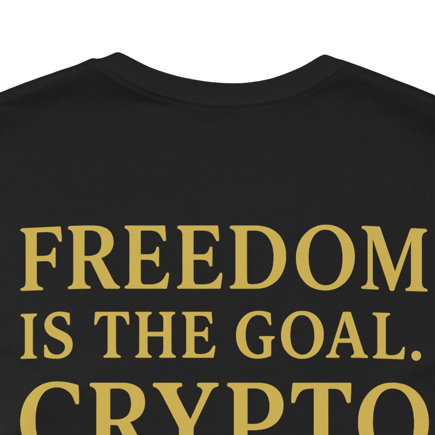 Premium Crypto T-Shirt - Bullish Freedom Gold & Blue Bull Print by TheBullThread