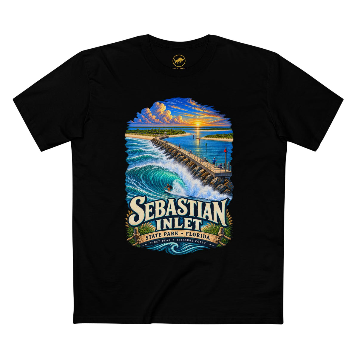 Sebastian Inlet State Park Shirt, Florida Surf & Fishing Tee, First Peak North Jetty, Treasure Coast Beach T-Shirt.