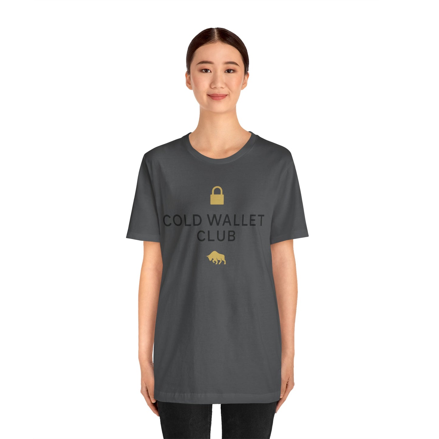 Premium Crypto Investor Shirt - Cold Wallet Club Gold Lock & Bull Design by TheBullThread