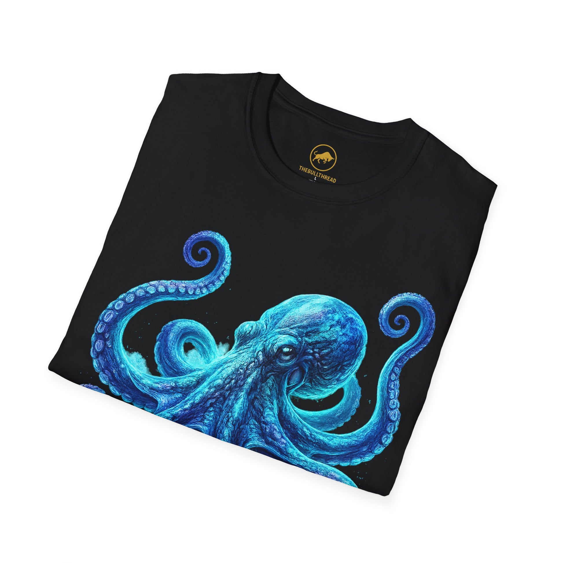 Premium Octopus Shirt, Bioluminescent Deep Sea Ocean Tee, Glowing Blue Kraken Graphic T Shirt, Coastal Nature Lover Gift, Florida Ocean Art.