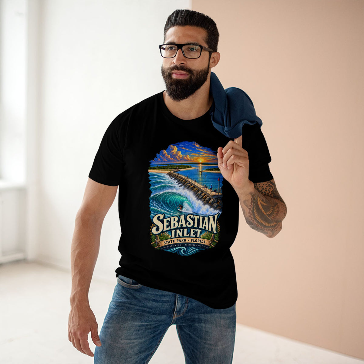 Sebastian Inlet State Park Shirt, Florida Surf & Fishing Tee, First Peak North Jetty, Treasure Coast Beach T-Shirt