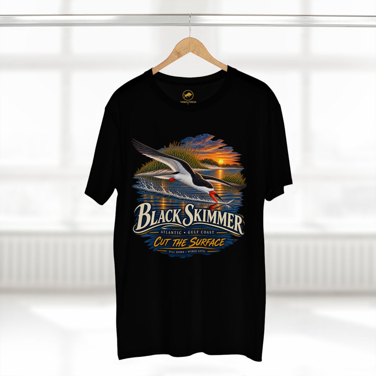 Black Skimmer Bird T-Shirt, Atlantic Gulf Coast Coastal Birding Tee, Rynchops niger.