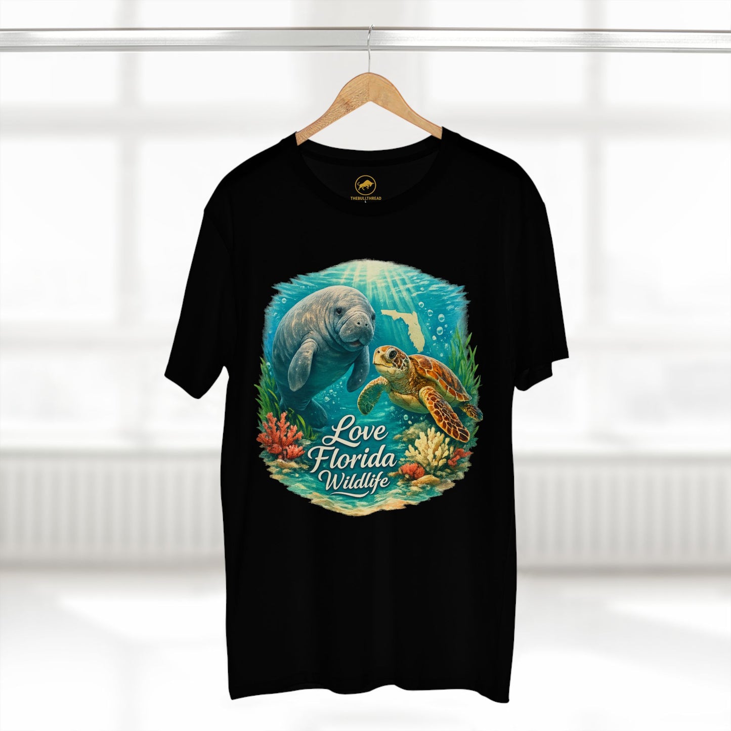 Love Florida Wildlife Shirt, Manatee and Sea Turtle Tee, Florida Coastal Graphic T-Shirt, Premium AS Colour 5001 Nature Gift.