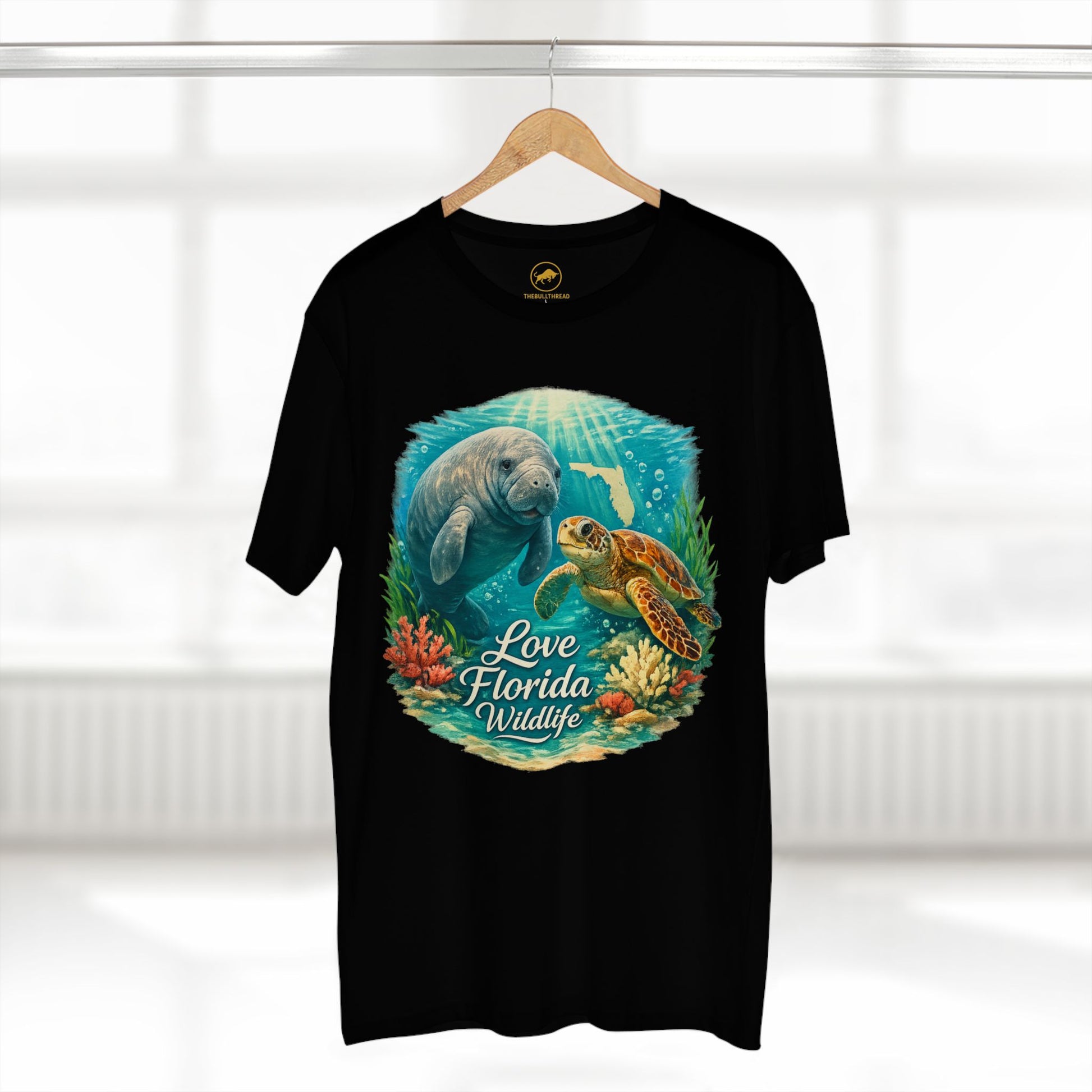 Love Florida Wildlife Shirt, Manatee and Sea Turtle Tee, Florida Coastal Graphic T-Shirt, Premium AS Colour 5001 Nature Gift.
